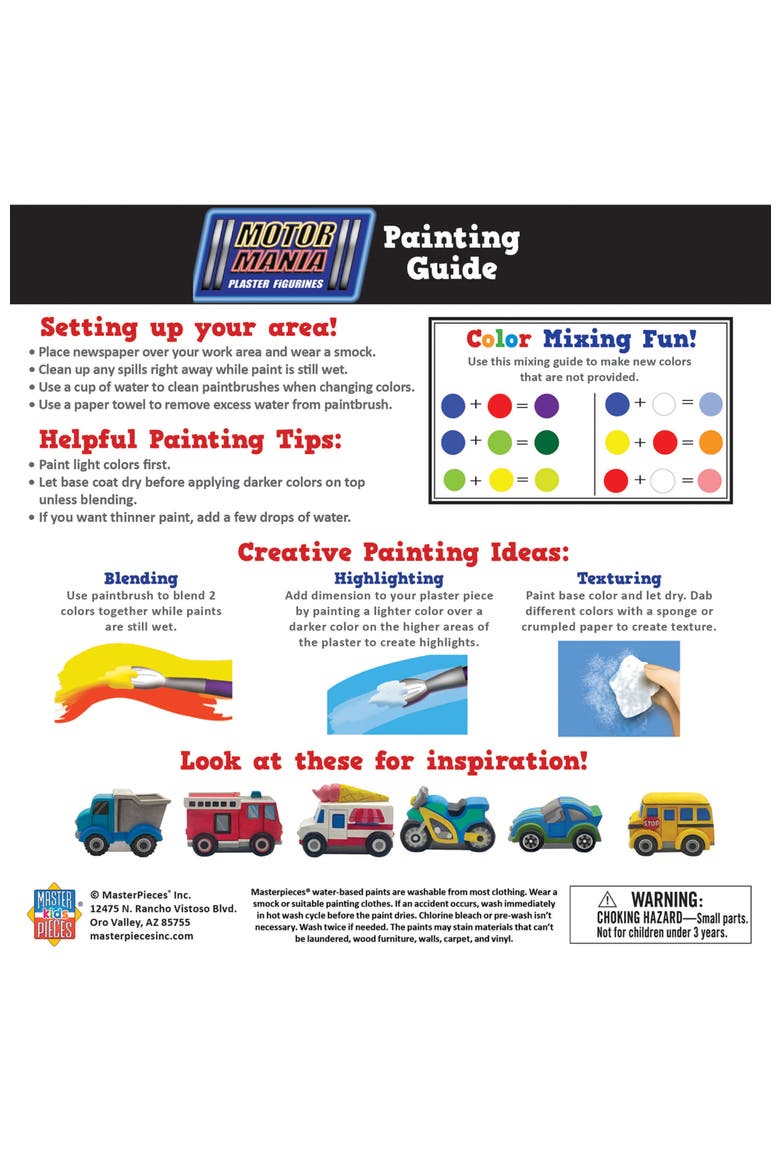 Motor Mania Plaster Figurine Paint Set, Alternate, color, Multicolor