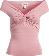 Open Edit Twist Front Off the Shoulder Top