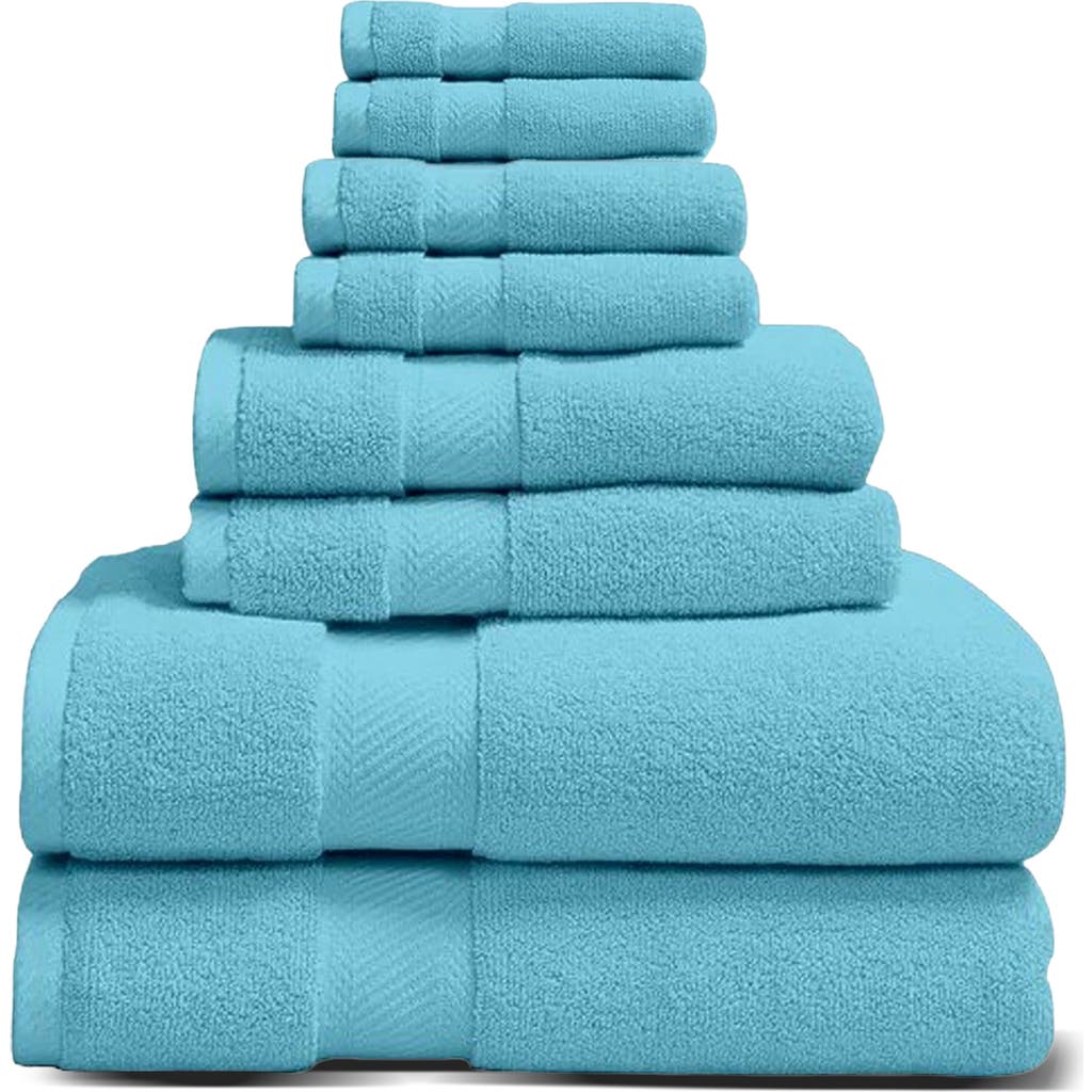 Luxury Home Organic Cotton Bath Towels Set In Sky Blue