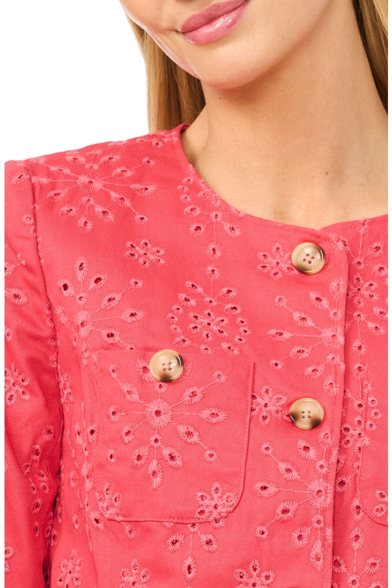 Eyelet Crop Jacket, Alternate, color, CLARET RED