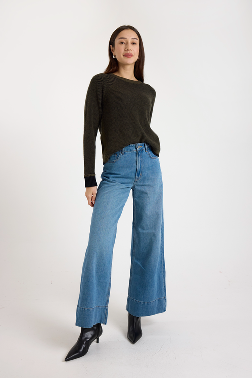 Brodie Pure Cashmere Irene Crew Neck 100% Cashmere Sweater In Green