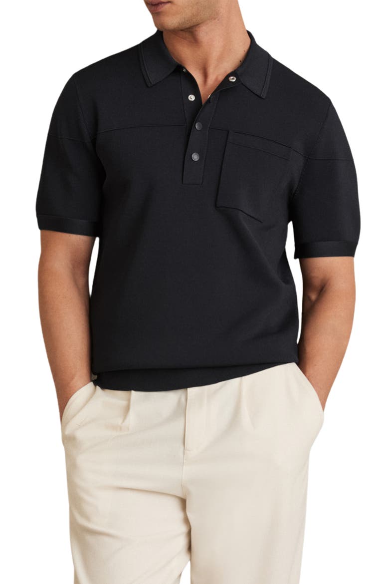 Blinker Seamed Polo, Main, color, NAVY