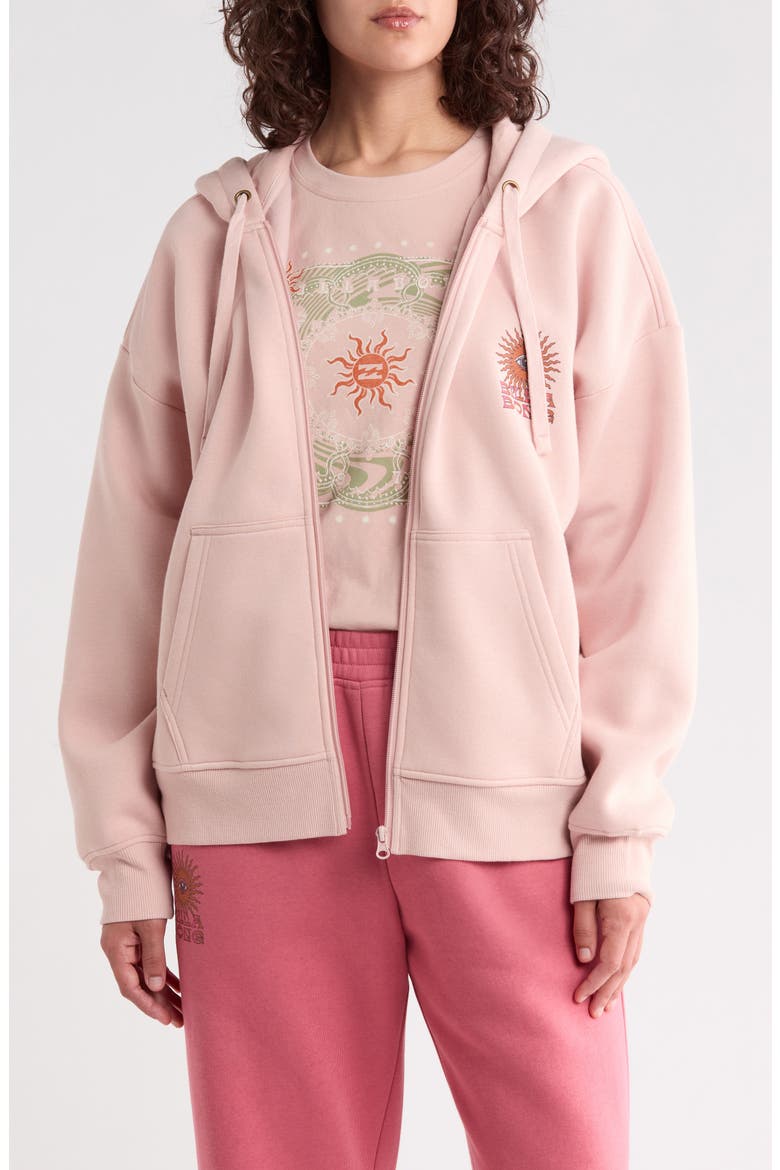 Olivia Sun Graphic Full Zip Hoodie, Main, color, DUSTY BLUSH