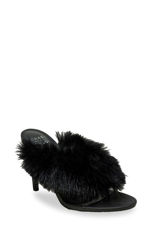 Post Toe Faux Fur Stiletto Sandal