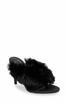 CHASE AND CHLOE Post Toe Faux Fur Stiletto Sandal