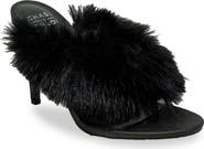 CHASE AND CHLOE Post Toe Faux Fur Stiletto Sandal