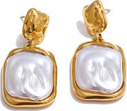 Alais Branche Amber Baroque Square Pearl Earrings