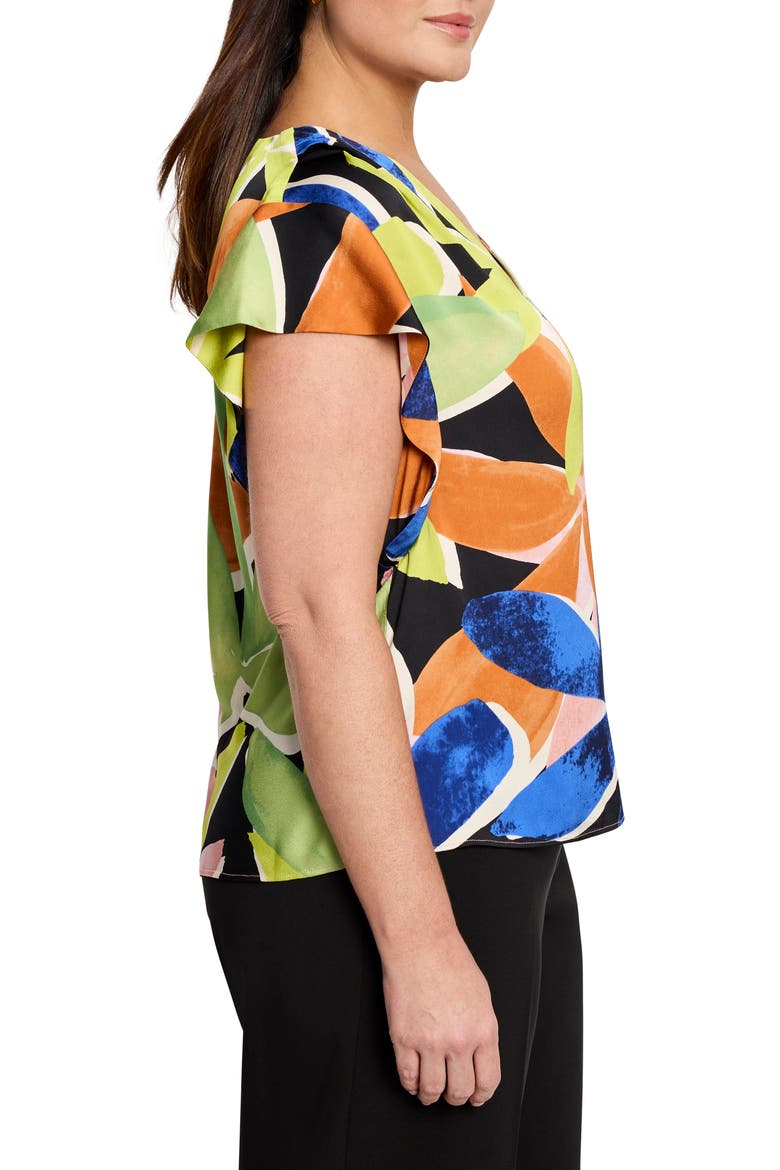 Mega Blooms Flutter Sleeve Top, Alternate, color, GREEN MULTI