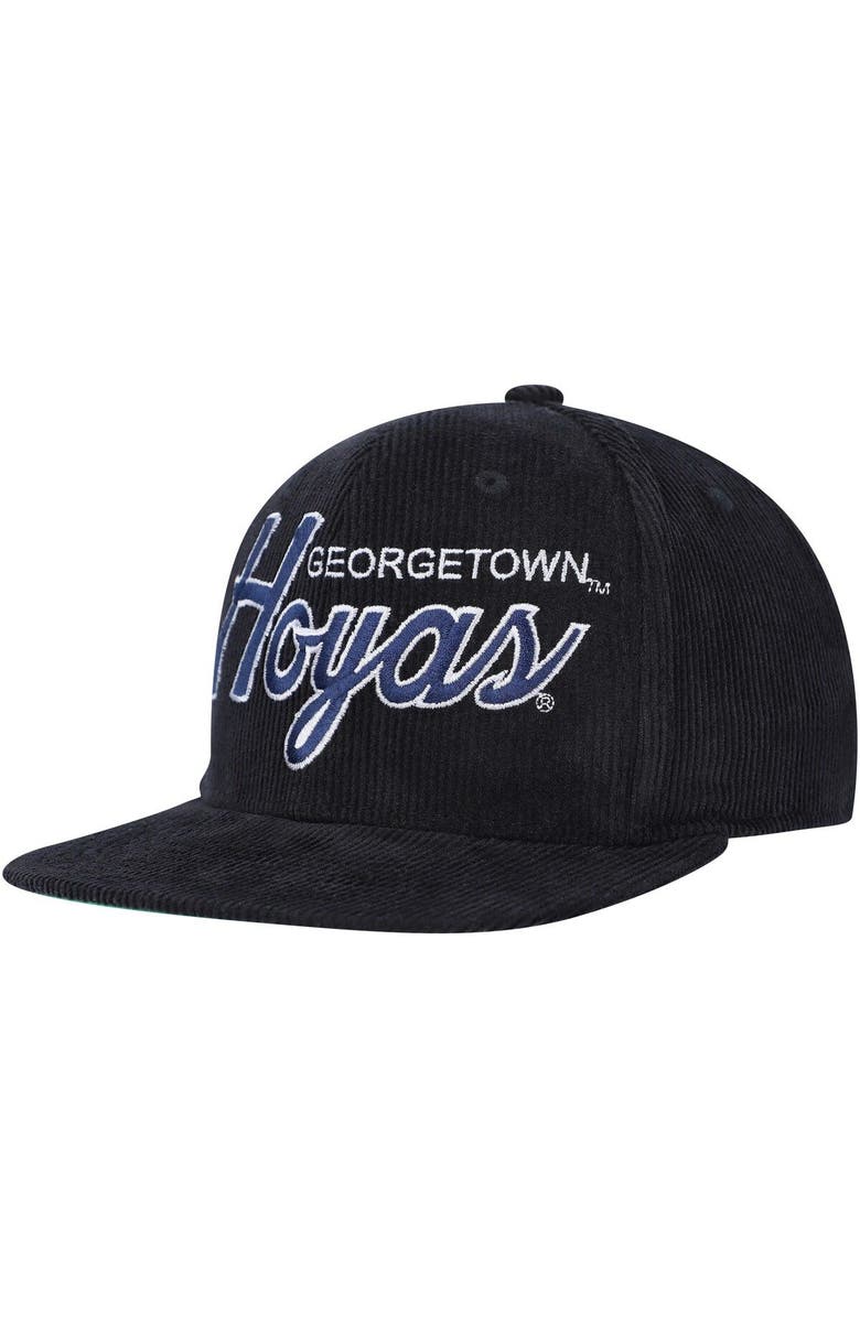 Mitchell & Ness Youth Mitchell & Ness Black Georgetown Hoyas Corduroy Script Snapback Hat, Alternate, color,