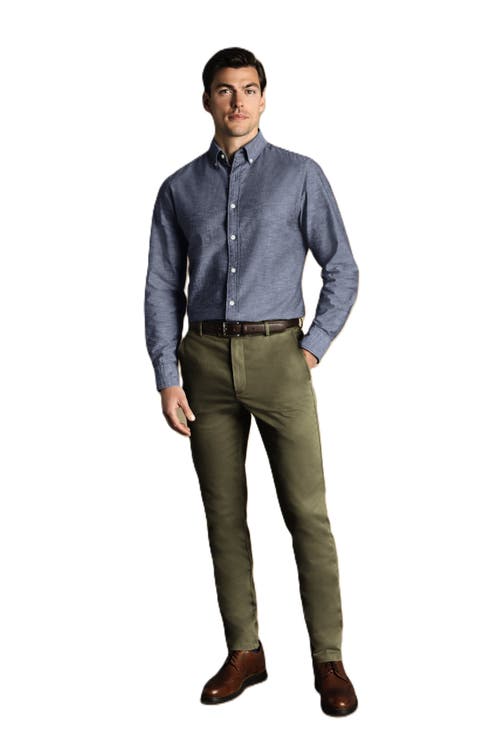 Shop Charles Tyrwhitt Slim Fit Ultimate Non-iron Chino In Olive Green