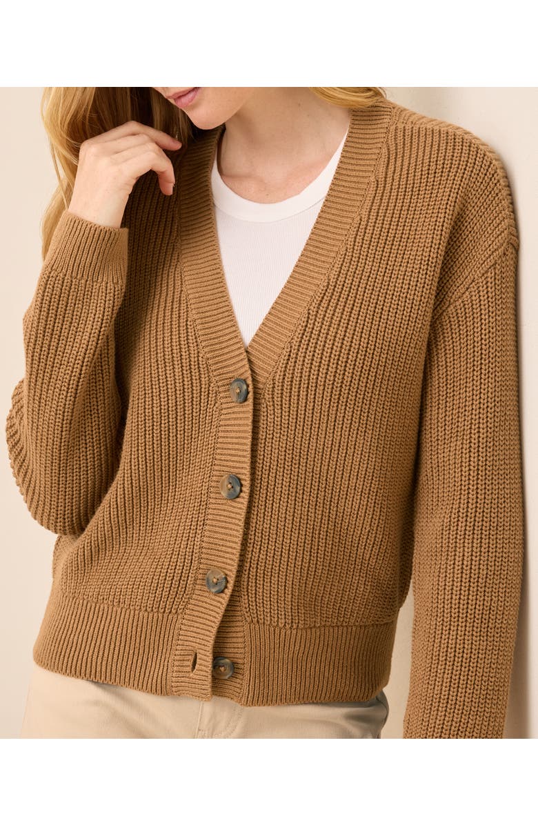 Pact Luxe Knit Cropped Cardigan, Alternate, color, Brown Sugar Heather