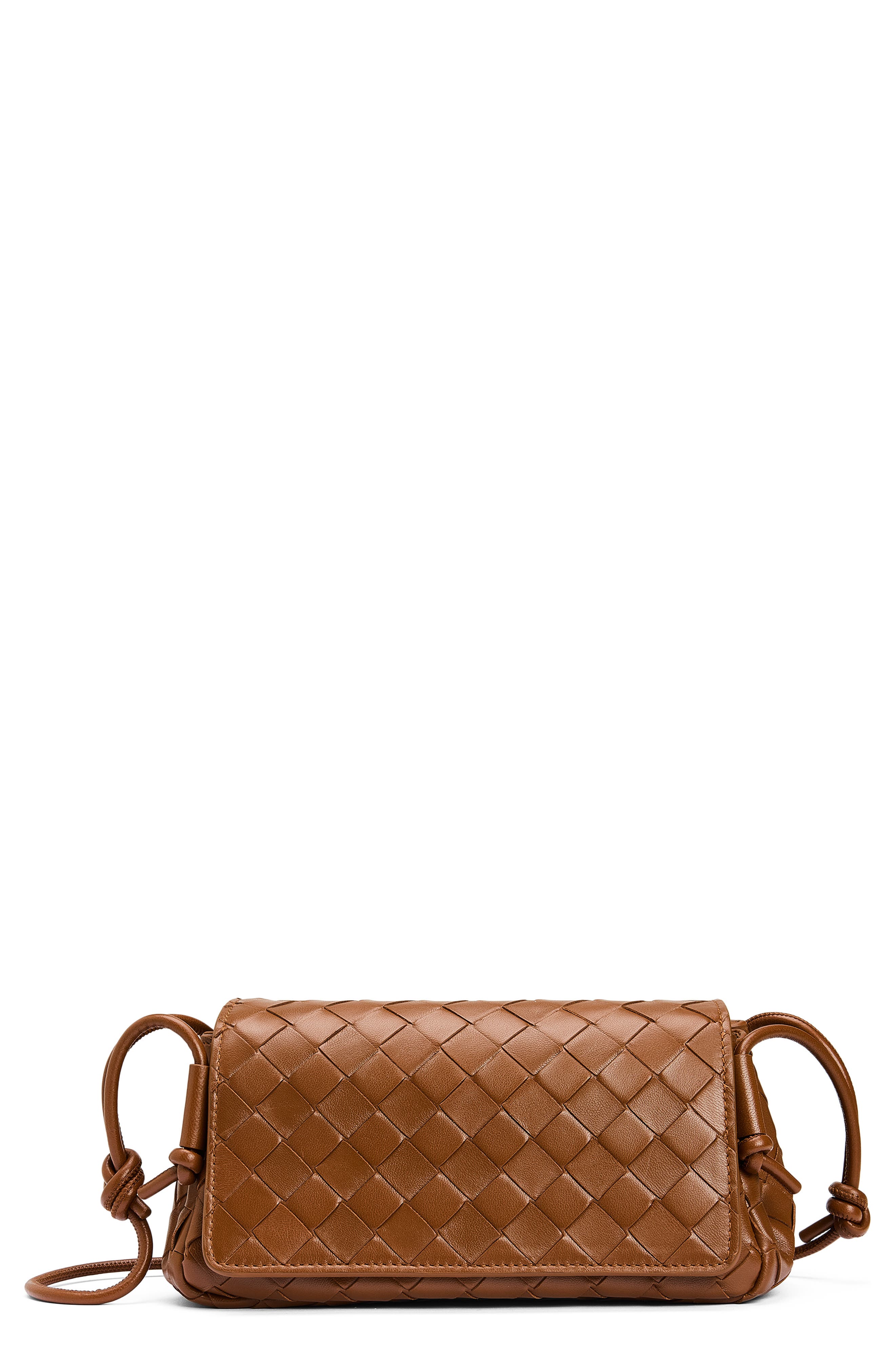Bottega Veneta Discoteca Intrecciato Leather Crossbody Pouch, Main, color, 2376 Tannin-Gold