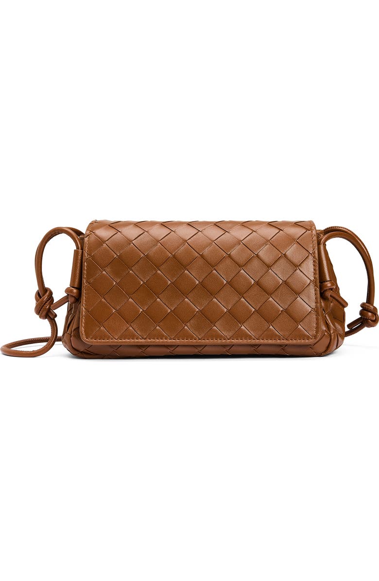 Bottega Veneta Discoteca Intrecciato Leather Crossbody Pouch, Main, color, 2376 Tannin-Gold