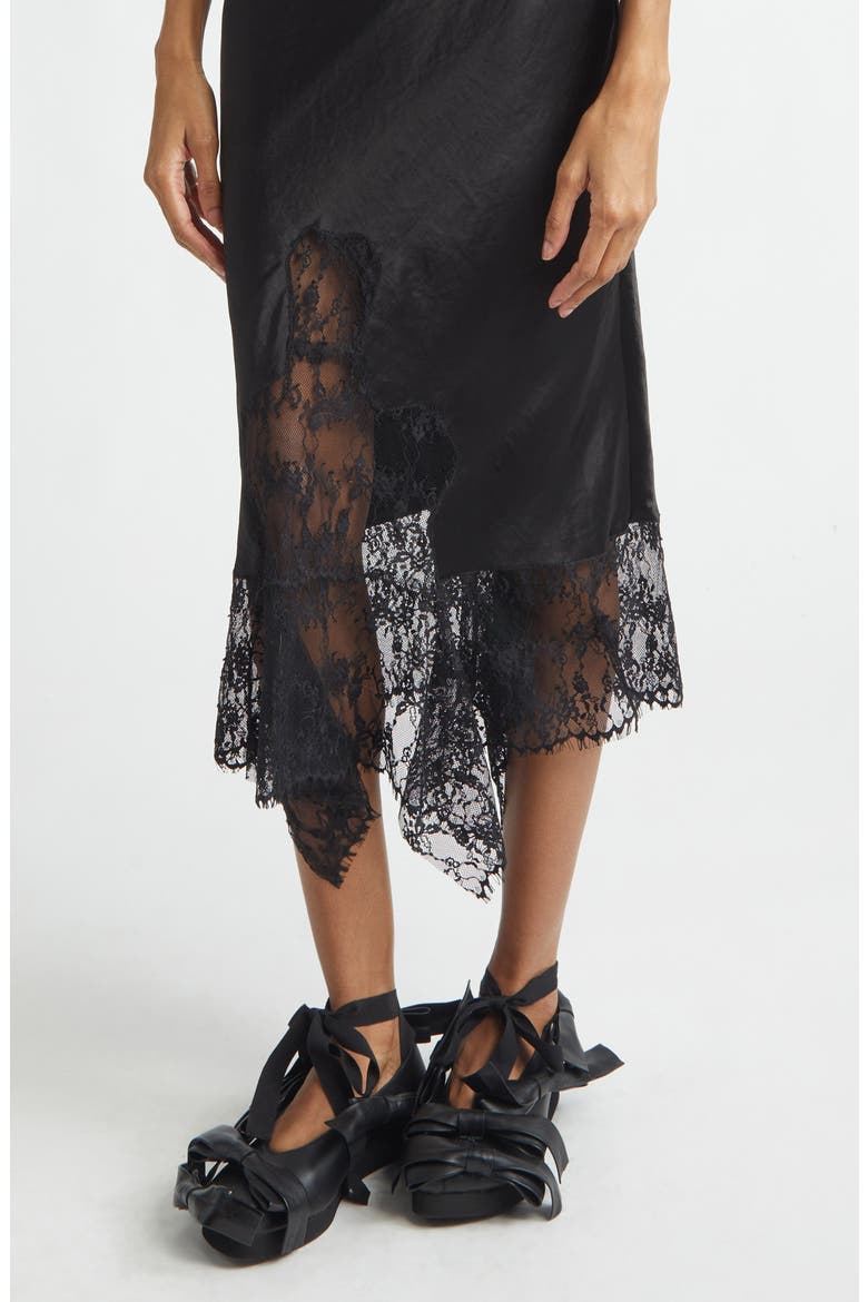 Cypress Painted Daisy Lace Trim Slipdress, Alternate, color, BLACK