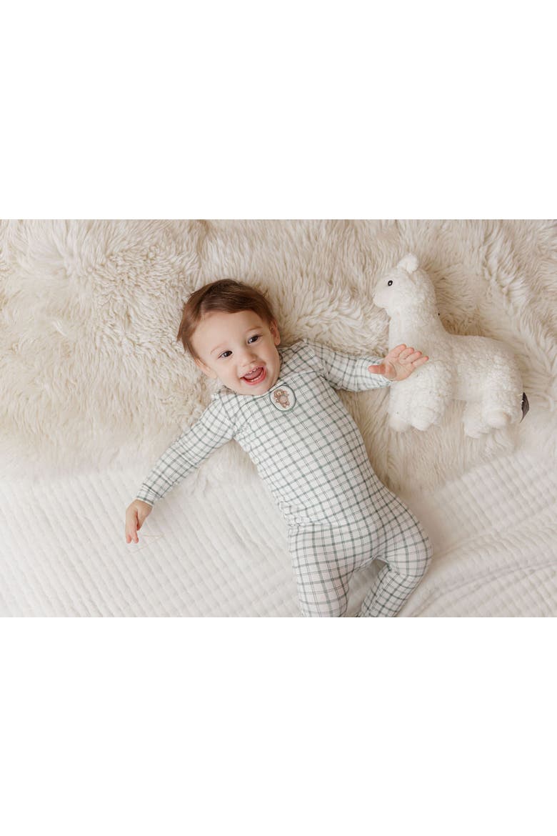 Modal French Terry Plaid Sheep Collection - Footie, Alternate, color, Teal