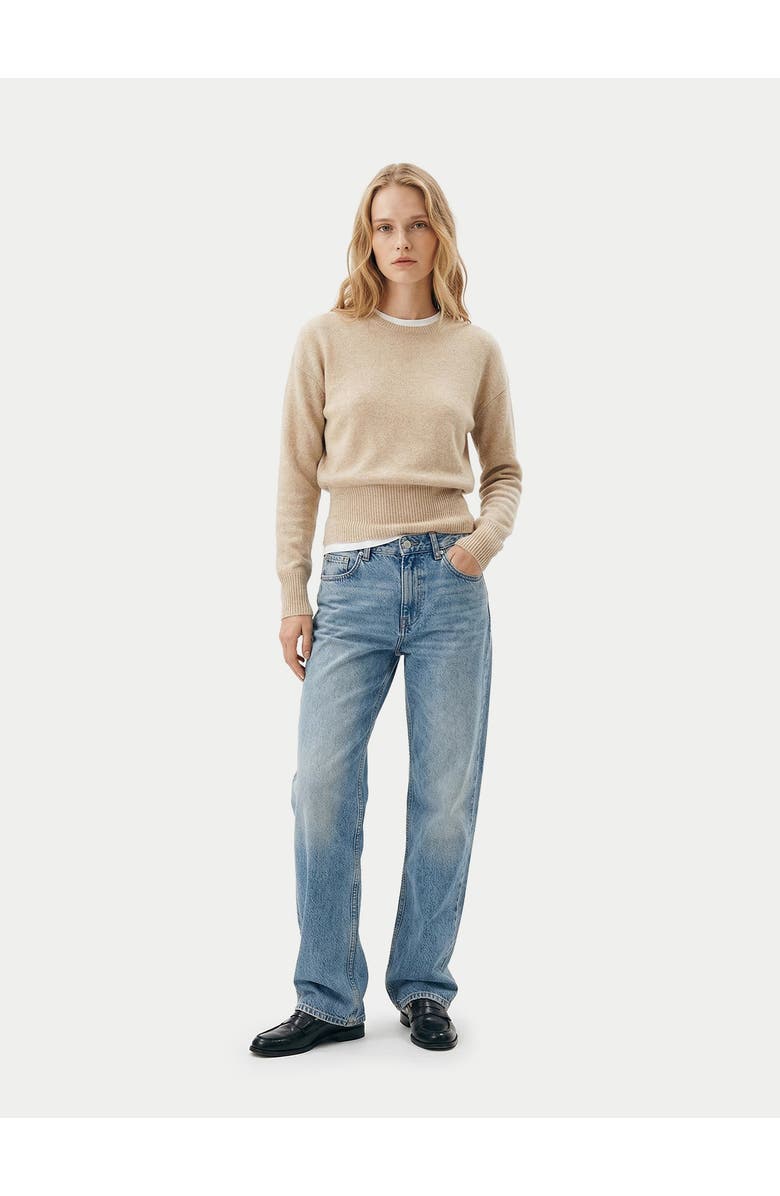 Gobi Cashmere Cashmere Cinched-Waist Sweater, Alternate, color, Beige