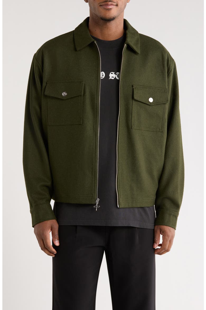 Trapani Wool Blend Zip-Up Jacket, Main, color, MILITARY