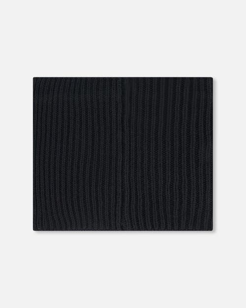 Deux Par Deux Kids Gender Inclusive Mid-season Knit Neck Warmer In Black