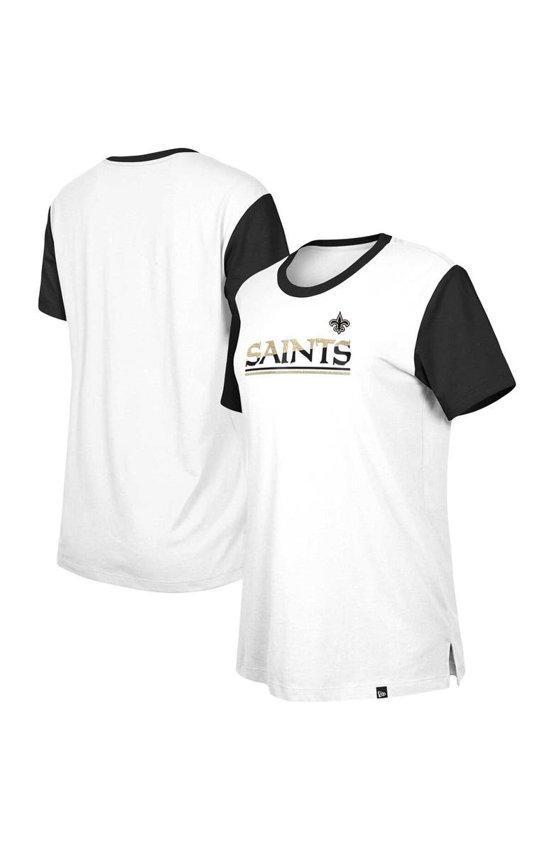 New Era Women's New Era  White/Black New Orleans Saints Third Down Colorblock T-Shirt, Main, color, White