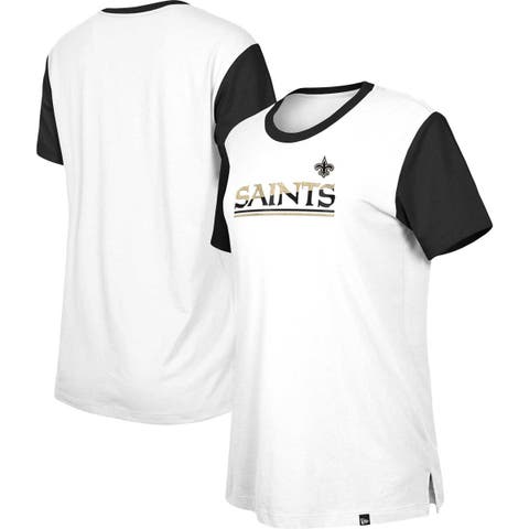 Women's New Era  White/Black New Orleans Saints Third Down Colorblock T-Shirt