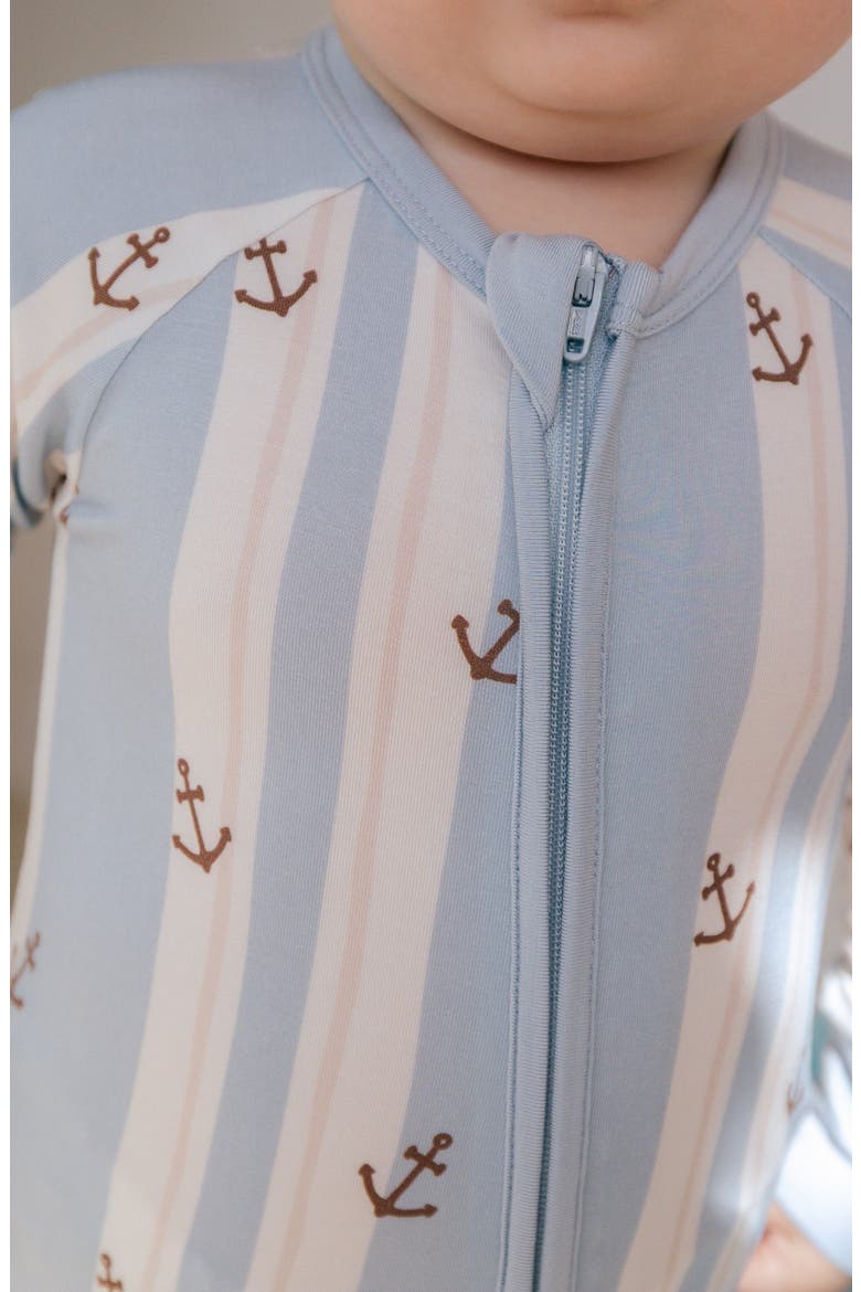 Anchored Stripe Zipper Romper, Alternate, color, Anchored Stripe