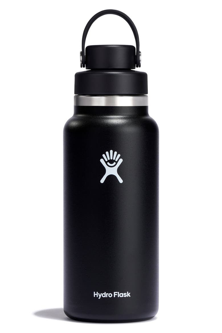 32-Ounce Wide Mouth Water Bottle with Flex Chug Cap, Main, color, BLACK