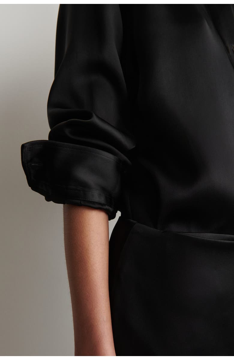 COS Button-down Collar Satin Shirt, Alternate, color, Black