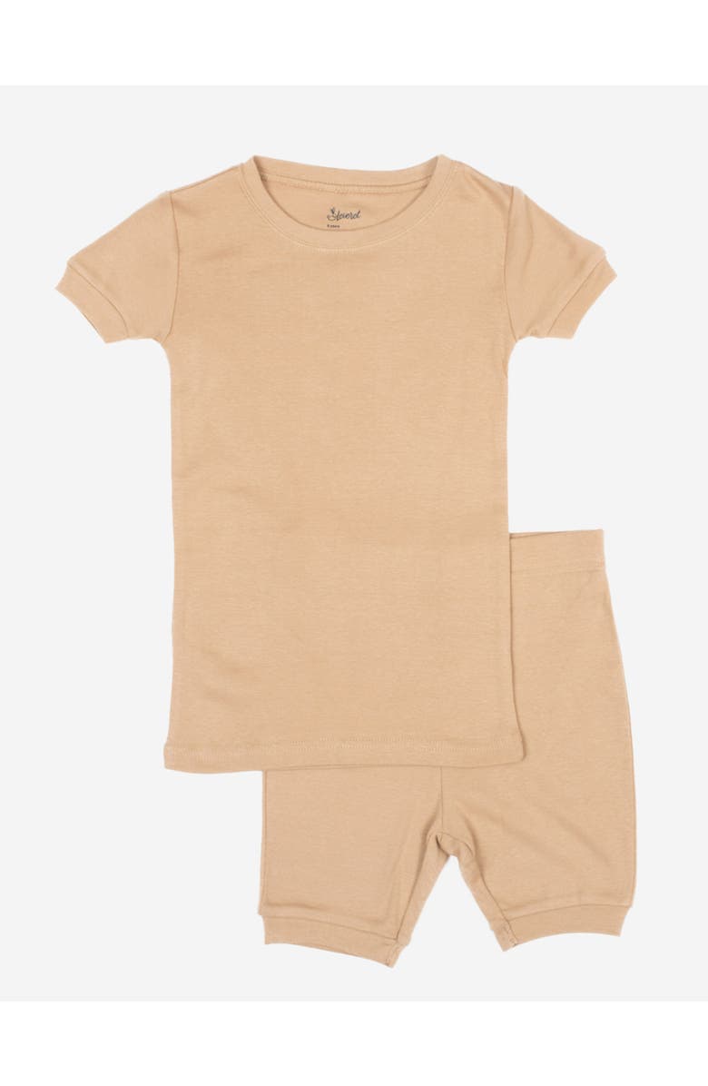 Leveret Kids Short Sleeve Cotton Solid Matching Family Pajamas, Main, color, Beige