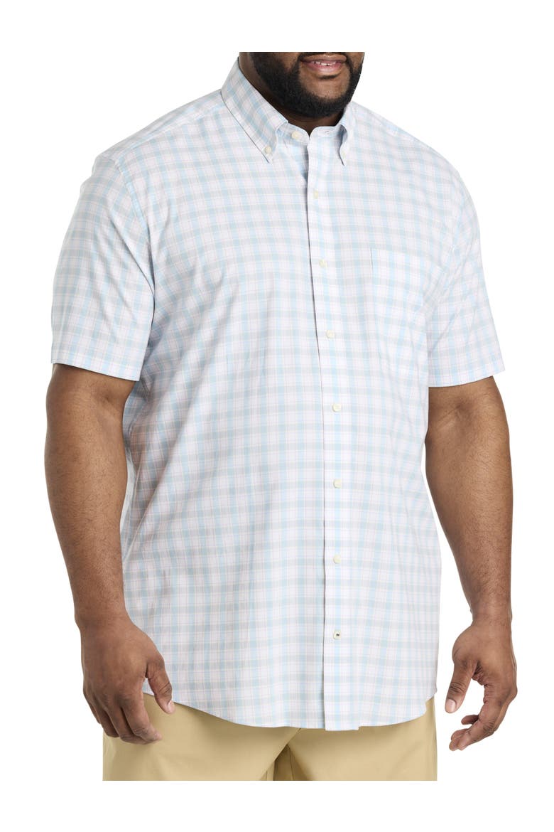 Big & Tall Plaid Sport Shirt, Main, color, BRIGHT WHITE