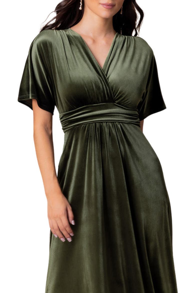 Verona V-Neck Velvet Evening Gown with Pockets, Alternate, color, Olive
