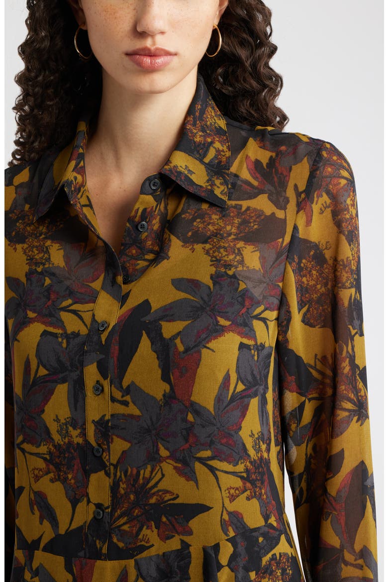Floral Print Long Sleeve Shirtdress, Alternate, color, BLACK MULTI QUYNH BLOOM