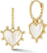 Ember Fine Jewelry 14K Mother-of-Pearl Heart Hoop Earrings