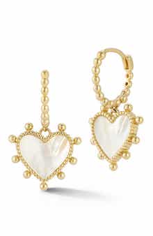 Ember Fine Jewelry 14K Mother-of-Pearl Heart Hoop Earrings
