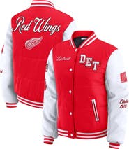 WEAR by Erin Andrews Women's WEAR by Erin Andrews Red/White Detroit Red Wings Varsity Full-Snap Puffer Jacket
