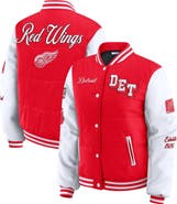 WEAR by Erin Andrews Women's WEAR by Erin Andrews Red/White Detroit Red Wings Varsity Full-Snap Puffer Jacket