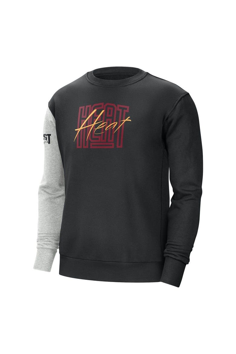 Men's Nike Black/Heather Gray Miami Heat Courtside Versus Force & Flight Pullover Sweatshirt, Alternate, color, Black