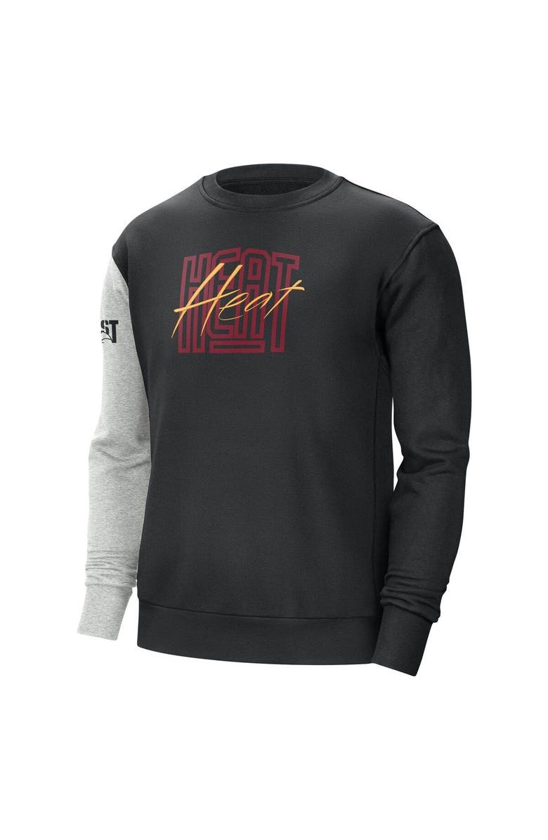 Nike Men's Nike Black/Heather Gray Miami Heat Courtside Versus Force & Flight Pullover Sweatshirt, Alternate, color, Black