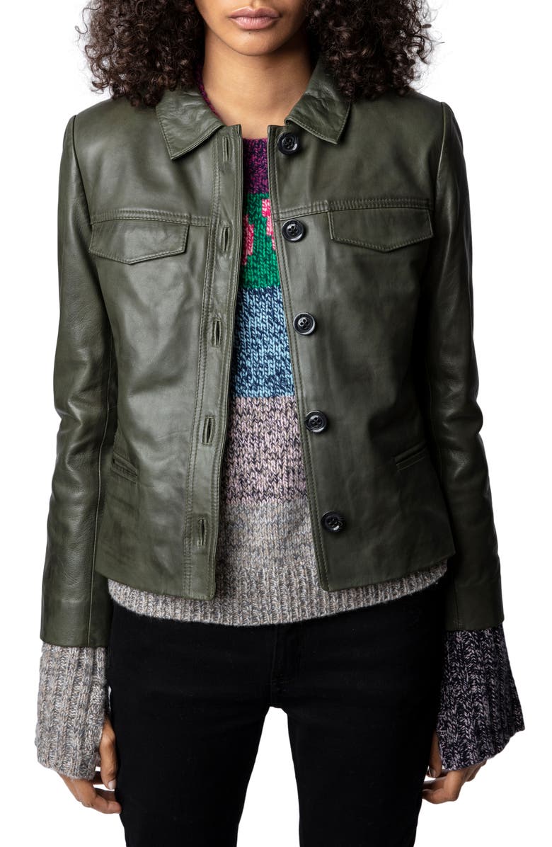 Zadig & Voltaire Women's Liam Leather Jacket, Main, color, 