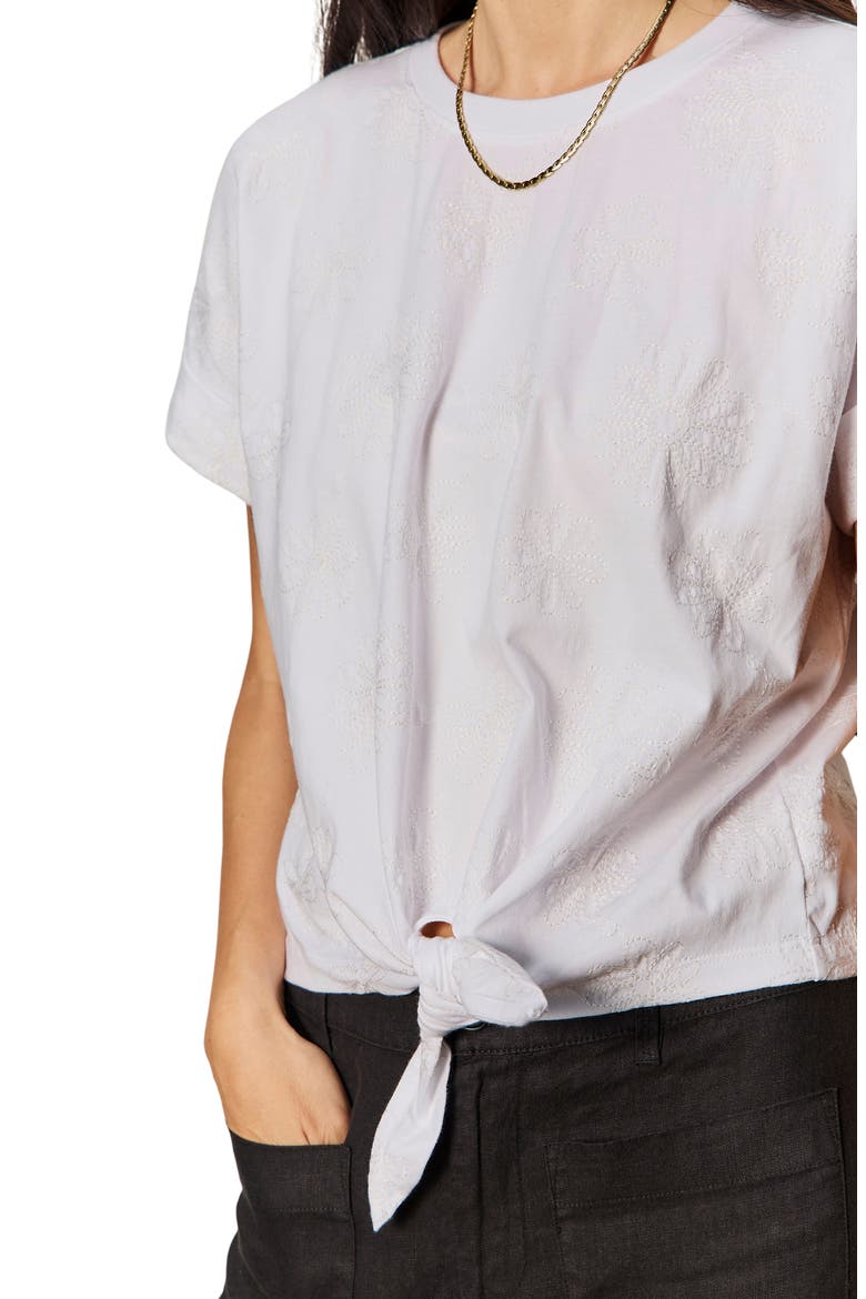 All Day Embroidered Tie Hem T-Shirt, Alternate, color, EMBROIDERY WHITE