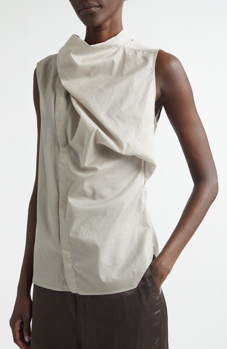 Rick Owens Sleeveless Semisheer Chambray Button-Up Shirt, Alternate, color, Pearl
