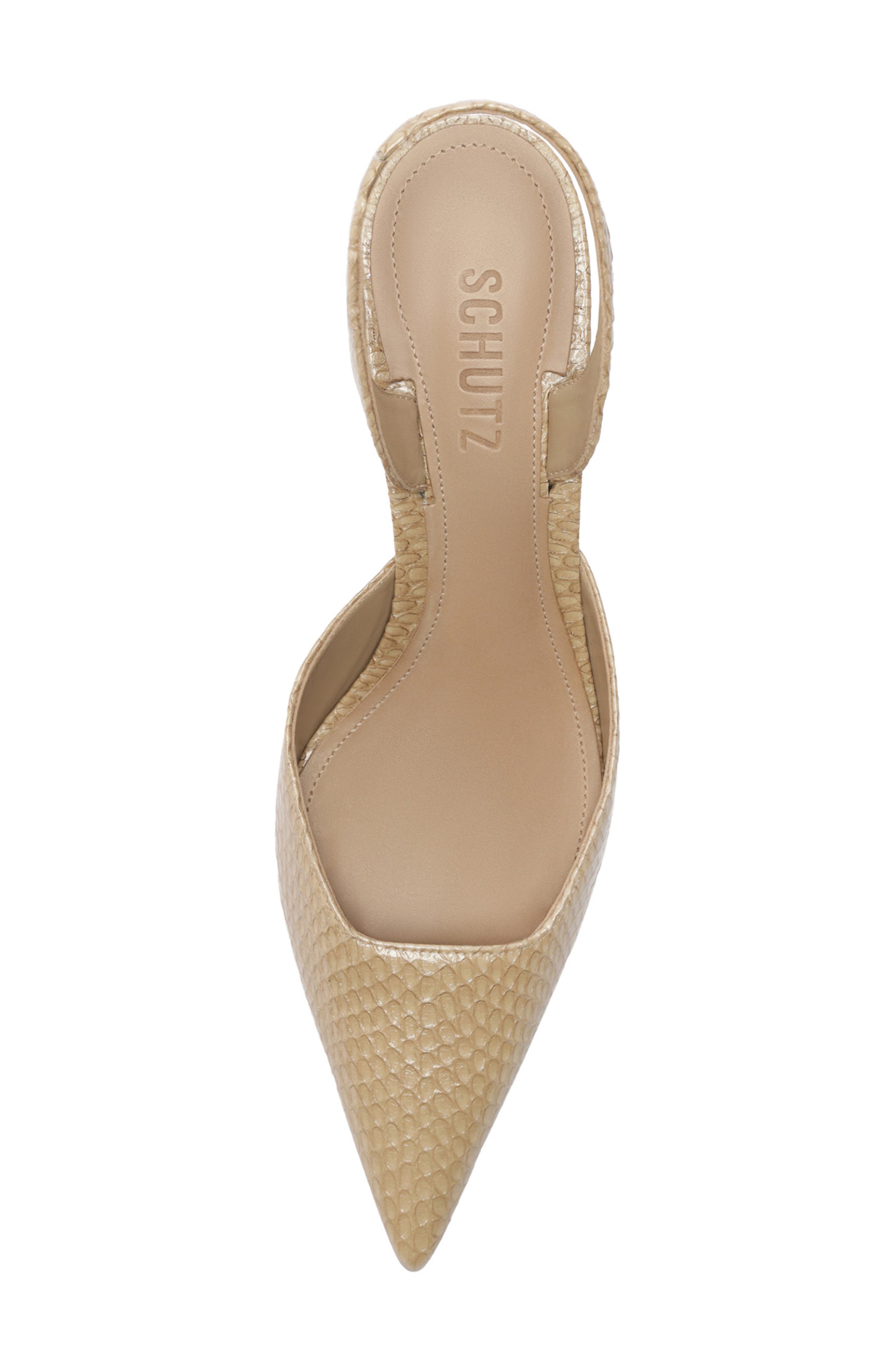 Schutz Paola Mid Slingback Pointed Toe Pump, Alternate, color, Pale Khaki