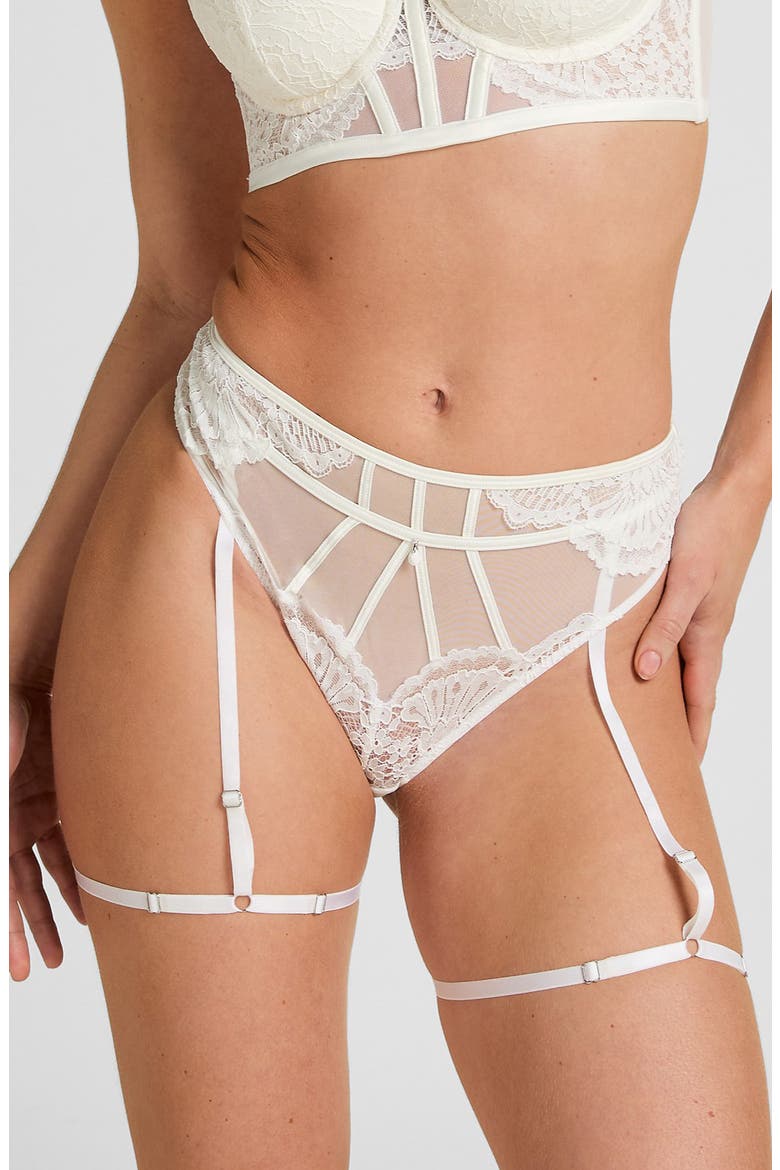 Whitney High Waist Thong with Suspenders, Main, color, SNOW WHITE