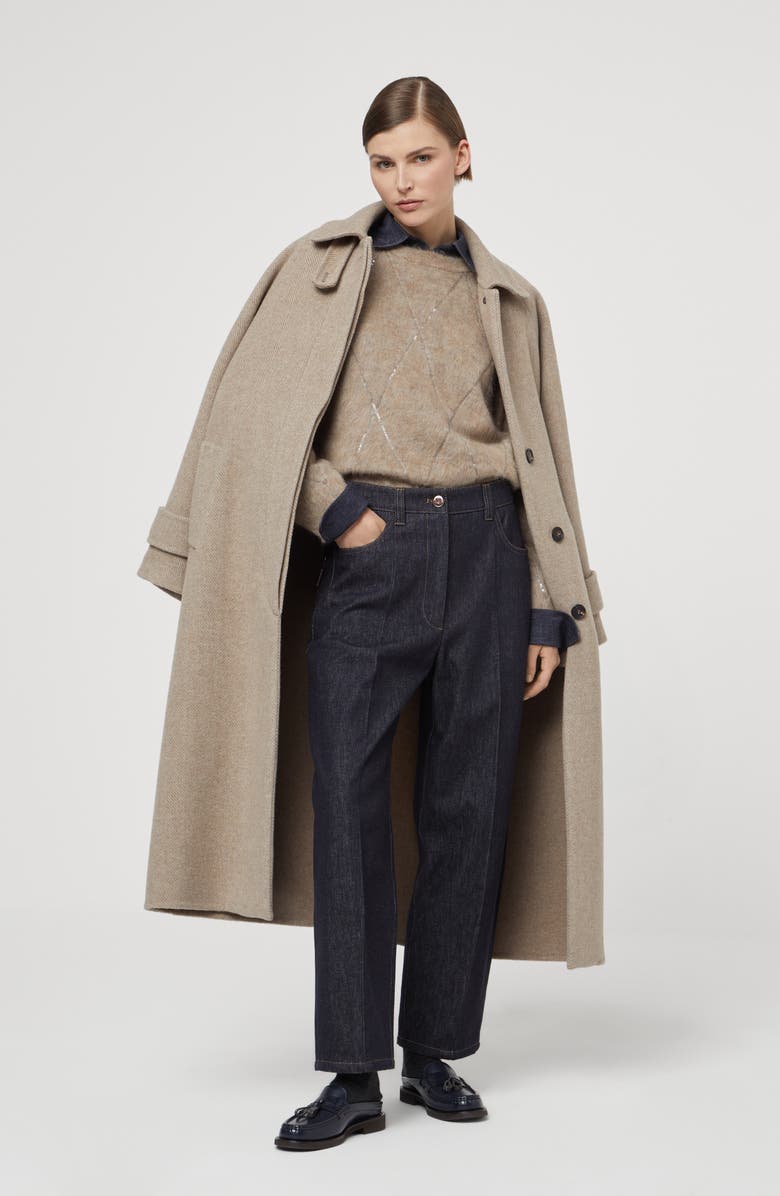 Brunello Cucinelli Sweater with Dazzling Argyle Embroidery, Alternate, color, 