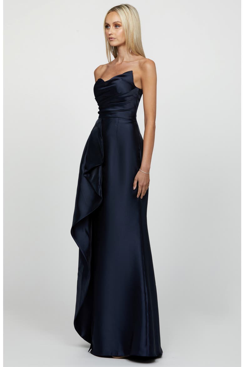 Kasery Asymmetric Gown, Alternate, color, NAVY