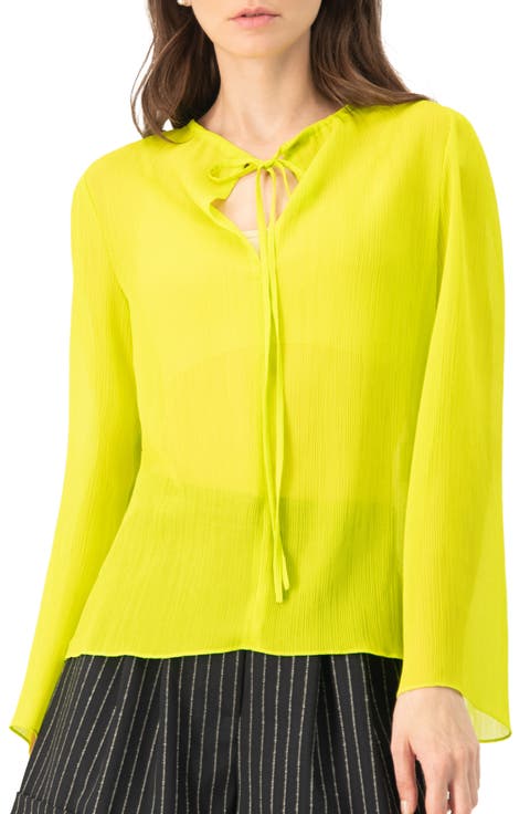Long Sleeve V-Neck Tunic Blouse