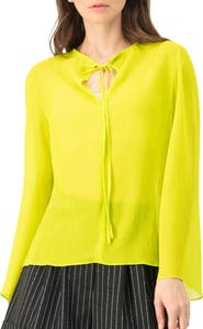 IVONNE Long Sleeve V-Neck Tunic Blouse
