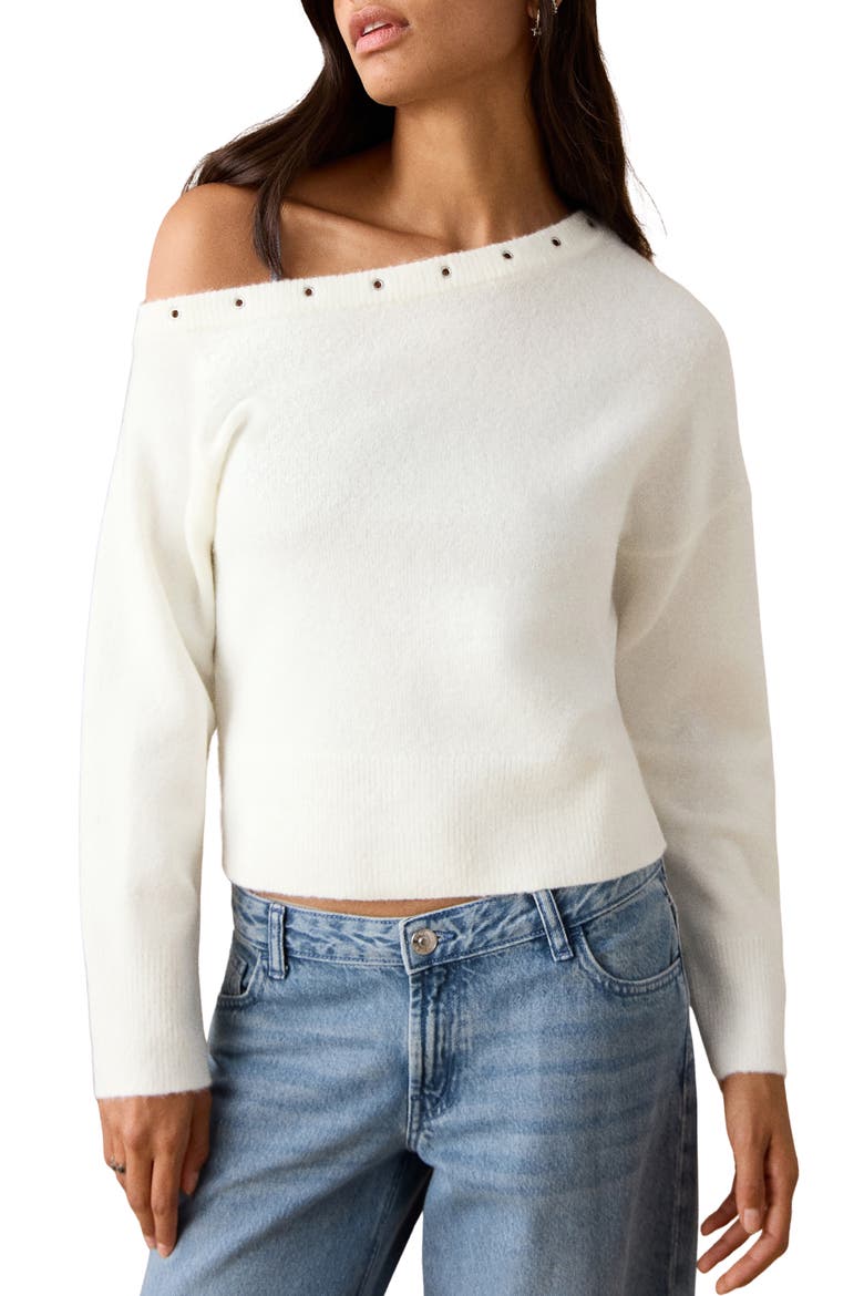 Grommet One-Shoulder Sweater, Main, color, OFF WHITE