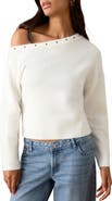 MANGO TEEN Grommet One-Shoulder Sweater
