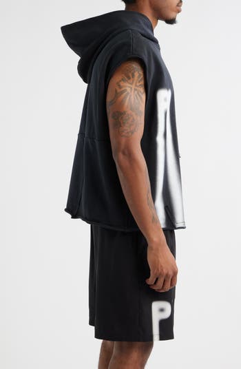 Logo Sleeveless Cotton Fleece Hoodie