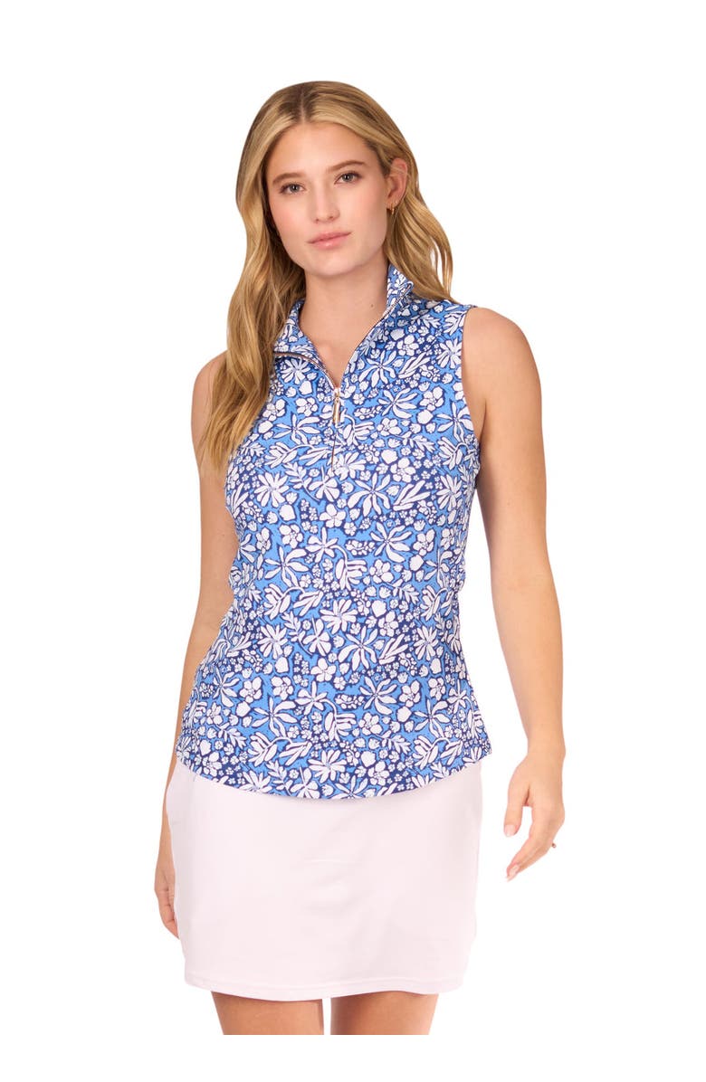 Cabana Life 1/4 Sleeveless Sport Top, Main, color, Seaside Floral